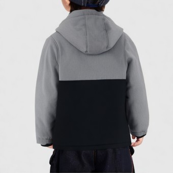 Children's patchwork hooded wool jacket