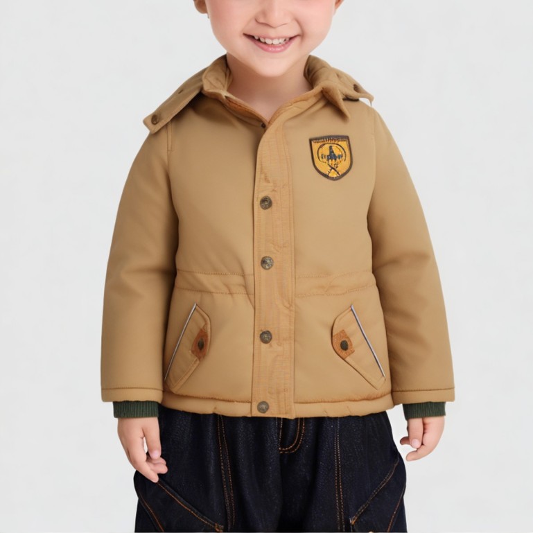 Boys' thickened hooded jacket with cotton lining