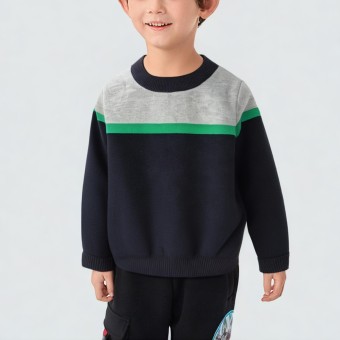 Striped crew neck thickened knitted sweater