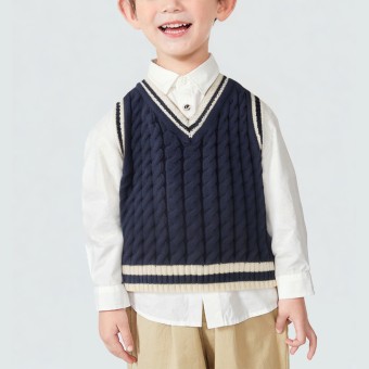 Children's thickened ribbed knit sleeveless vest