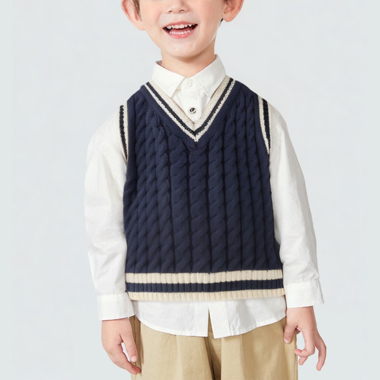 Children's thickened ribbed knit sleeveless vest