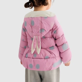 Creative cotton-padded jacket with rabbit ears for children