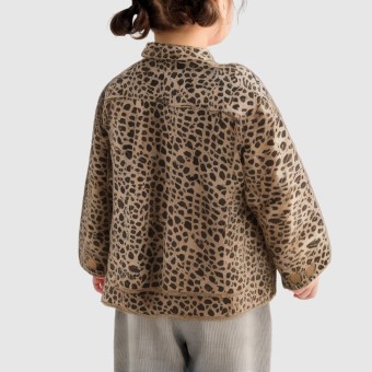 Baby girl's spring leopard print denim jacket