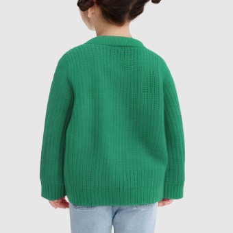 Soft and thick girls' Christmas embroidered knitted sweater