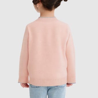 Floral decorated colorful knitted sweater
