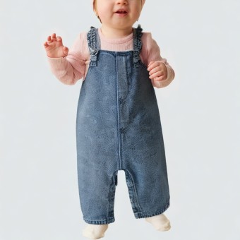 Butterfly sleeve snap-button denim jumpsuit